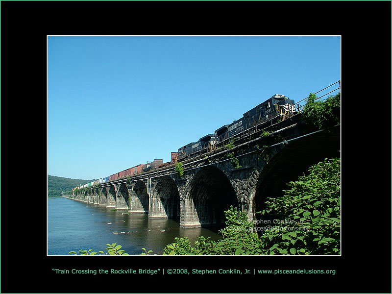 Train Crossing the Rockville Bridge, by Stephen Conklin, Jr. - www.pisceandelusions.org