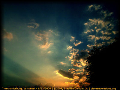 "mechanicsburg, pa sunset, 6/23/2004" | &copy;2004, Stephen Conklin, Jr. | www.pisceandelusions.org