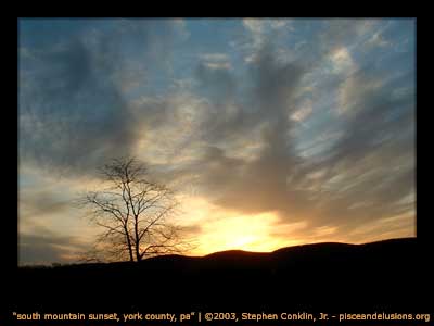 "south mountain sunset, york county, pa" | &copy;2003, Stephen Conklin, Jr. | www.pisceandelusions.org