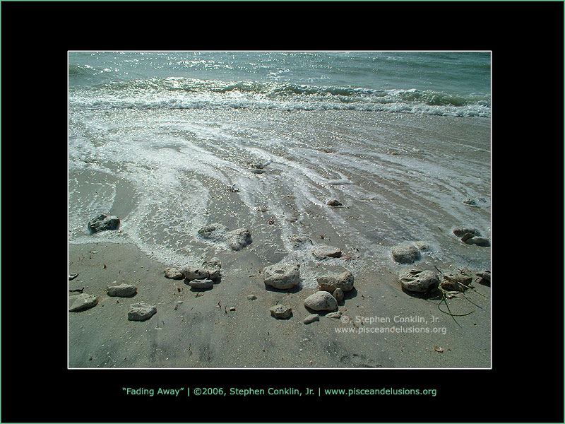 Fading Away, Ocean Waves Receeding from the Coastline, by Stephen Conklin, Jr. - www.pisceandelusions.org