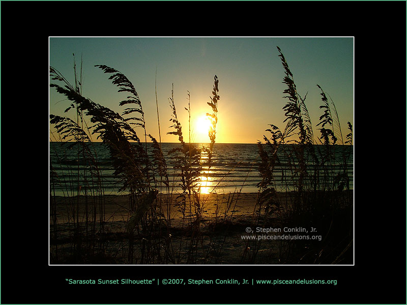 Sarasota Sunset Silhouette, by Stephen Conklin, Jr. - www.pisceandelusions.org